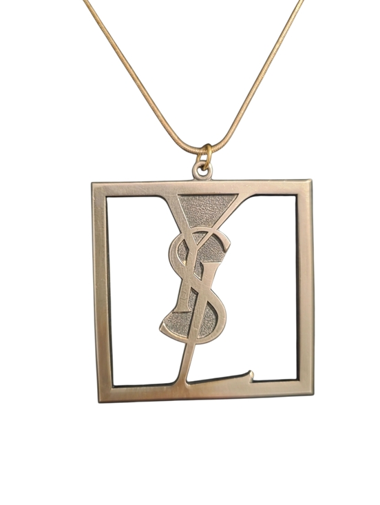 Yves Saint Laurent Jewelry - Yves Saint Laurent Silver-Tone Square YSL Pendant Necklace*